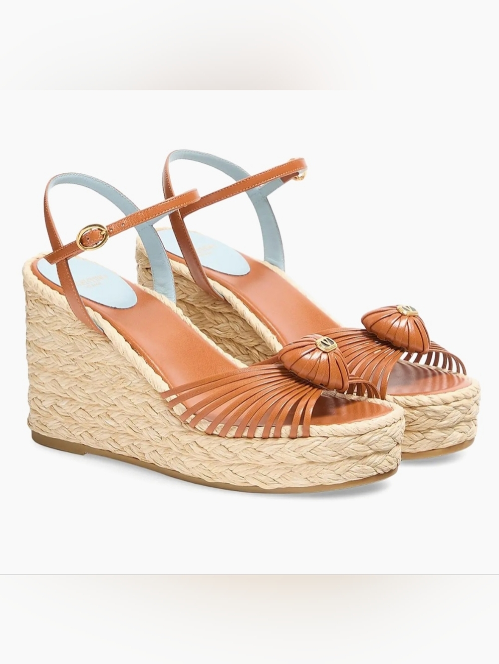 $1,300 Valentino Royal 100mm Leather Wedge Sandal Women's Camel EU 39 US 9 BNIB